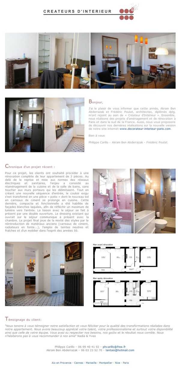 Newsletter de mars 2011 sur la rénovation compléte d'un appartement de 3 pièces.
