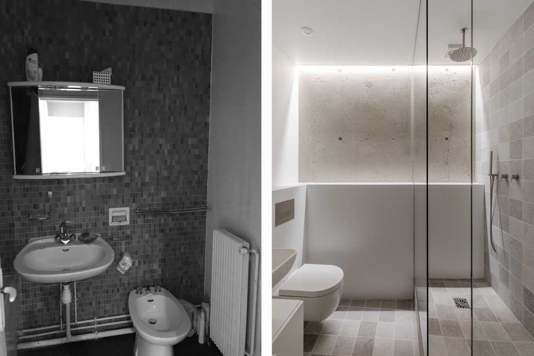 Avant - après : Rénovation de la salle de bain d'un appartement des années 70 à Montpellier