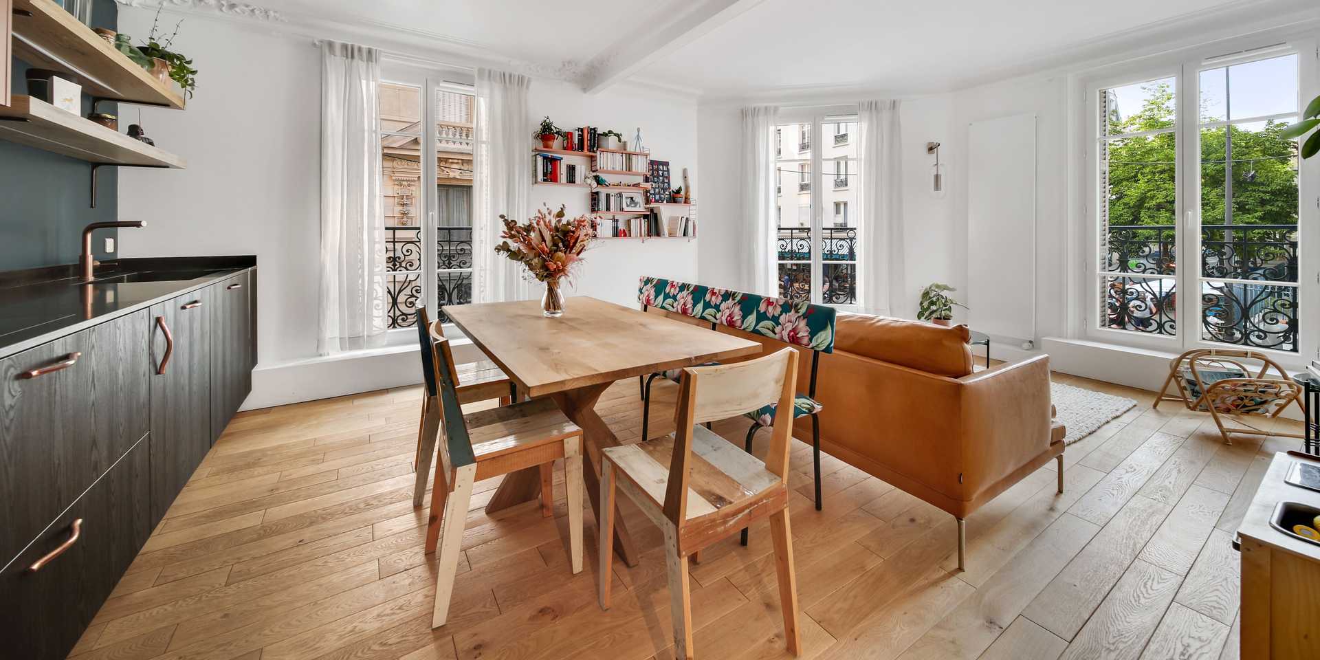 Amenagement d'un appartement ancien avec cuisine ouverte par un décorateur d'intérieur 