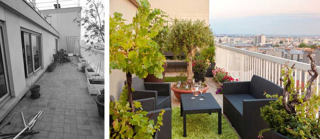 Aménagement d'une terrasse par un jardinier paysagiste à Montpellier